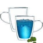 Set 2 cani cu pereti dubli Quasar & Co.®, din sticla termorezistenta, transparent, 350 ml 12