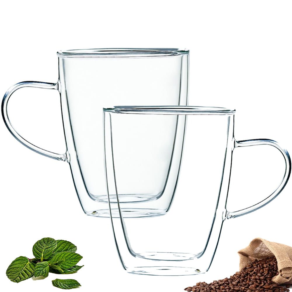 Set 2 cani cu pereti dubli Quasar & Co.®, din sticla termorezistenta, transparent, 350 ml 4