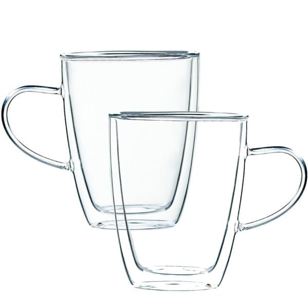 Set 2 cani cu pereti dubli Quasar & Co.®, din sticla termorezistenta, transparent, 350 ml - imagine 5