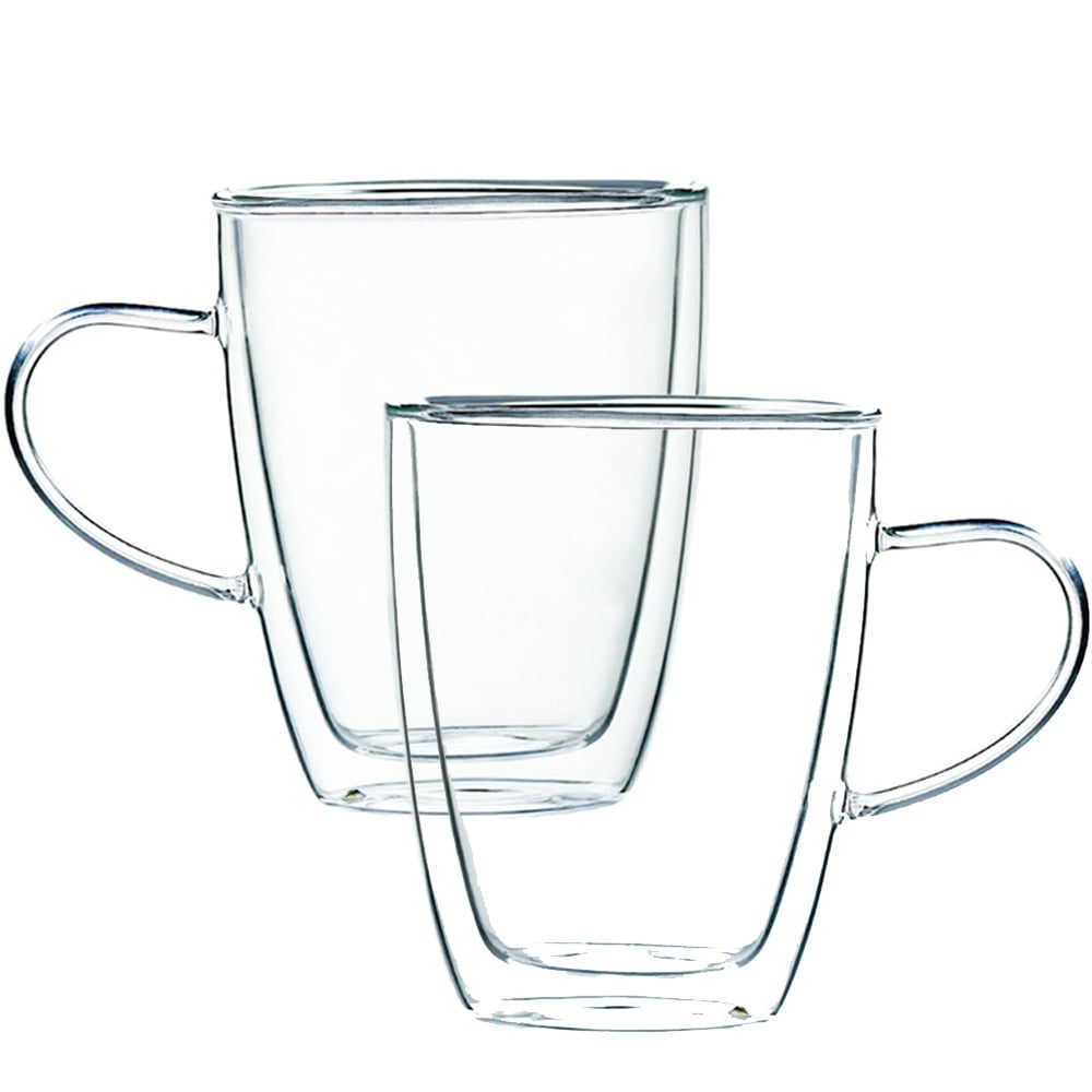 Set 2 cani cu pereti dubli Quasar & Co.®, din sticla termorezistenta, transparent, 350 ml 5