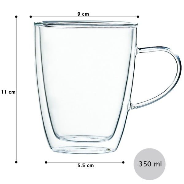 Set 2 cani cu pereti dubli Quasar & Co.®, din sticla termorezistenta, transparent, 350 ml - imagine 6