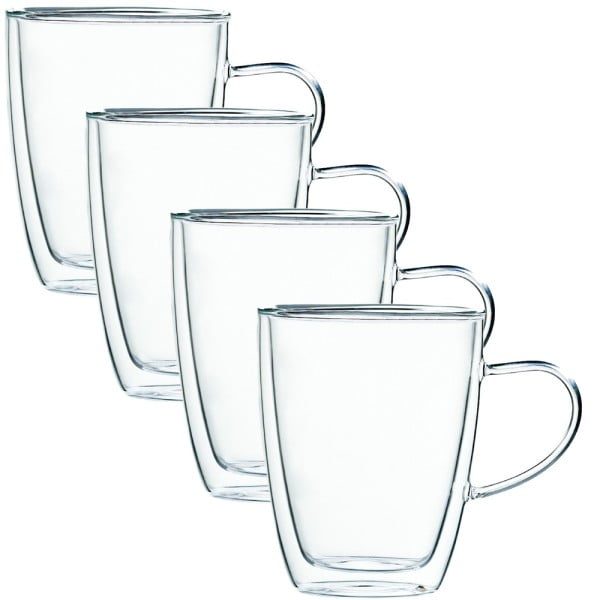 Set 4 cani cu pereti dubli, Quasar & Co.®, 350 ml, termorezistenta, transparent - imagine 6