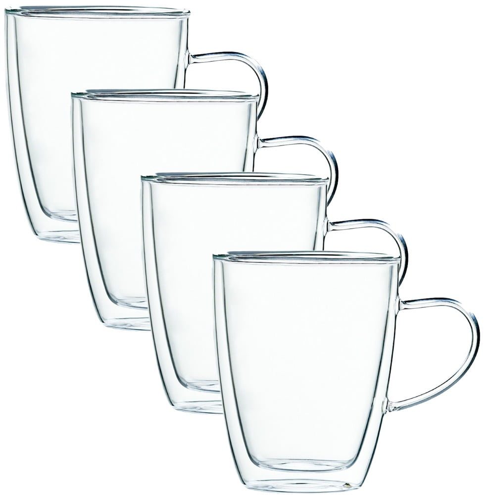 Set 4 cani cu pereti dubli, Quasar & Co.®, 350 ml, termorezistenta, transparent 6