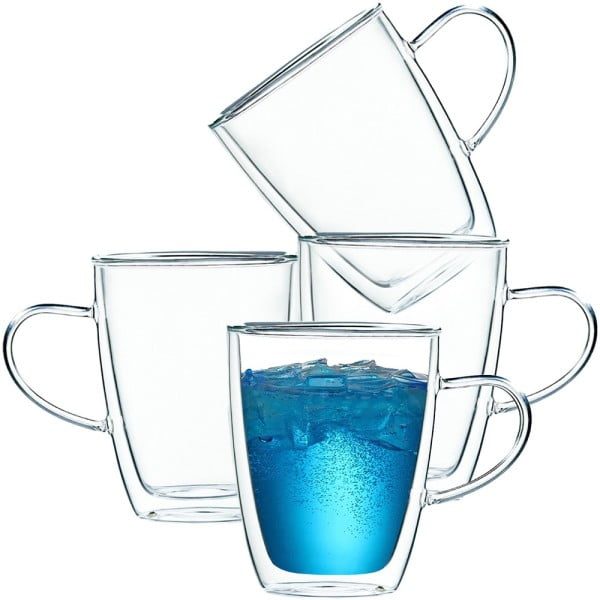 Set 4 cani cu pereti dubli, Quasar & Co.®, 350 ml, termorezistenta, transparent - imagine 4