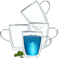 Set 4 cani cu pereti dubli, Quasar & Co.®, 350 ml, termorezistenta, transparent 16