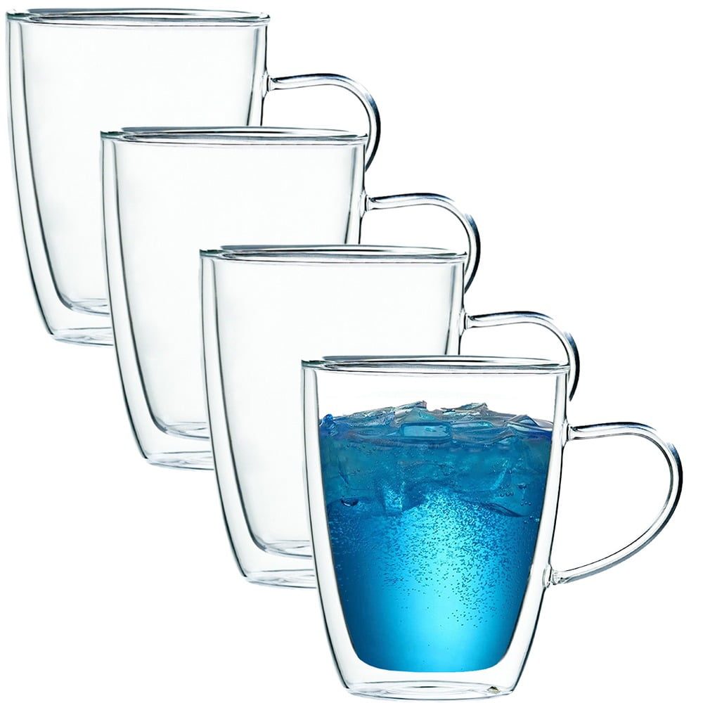 Set 4 cani cu pereti dubli, Quasar & Co.®, 350 ml, termorezistenta, transparent 5