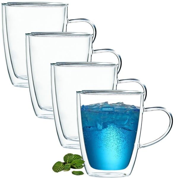 Set 4 cani cu pereti dubli, Quasar & Co.®, 350 ml, termorezistenta, transparent - imagine 7