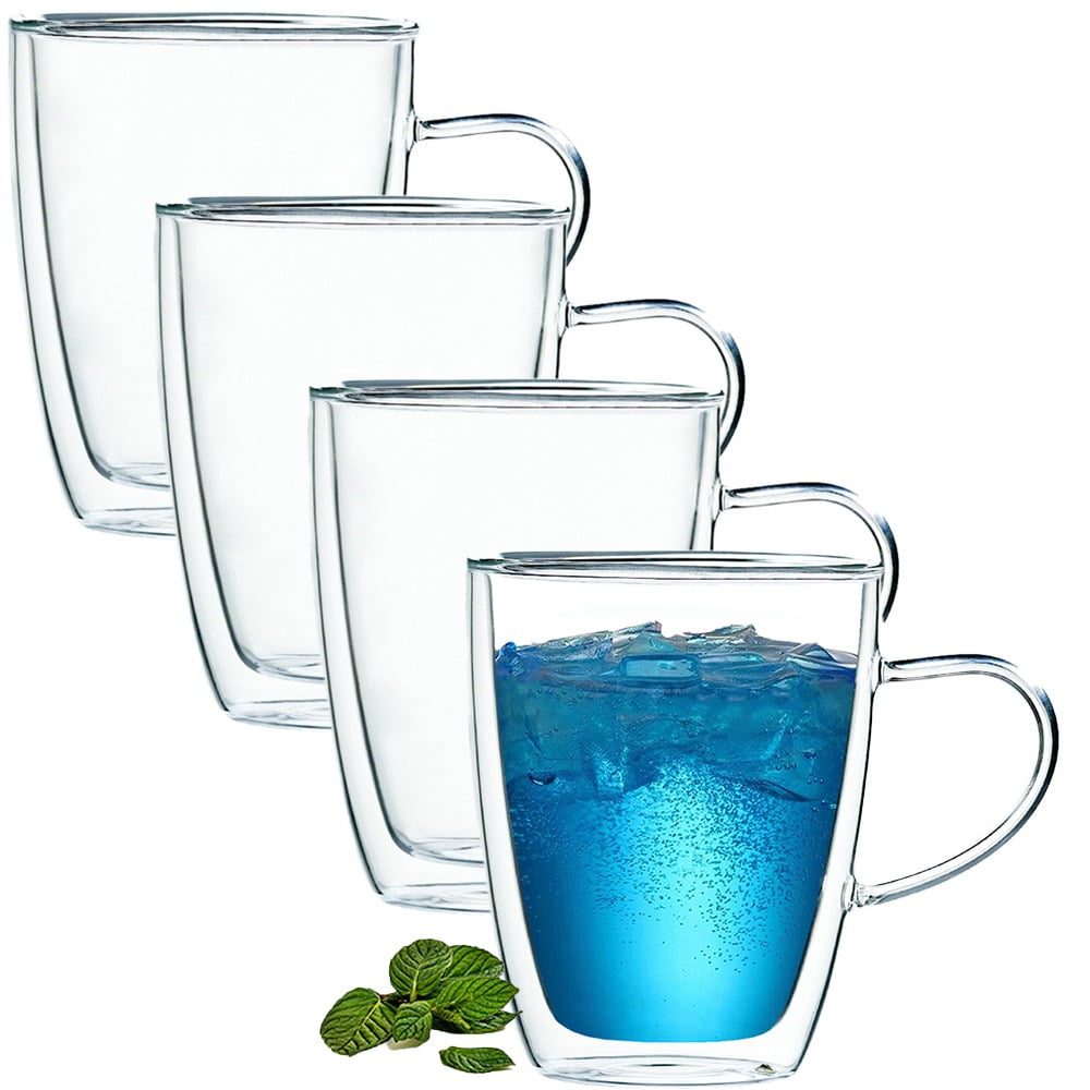 Set 4 cani cu pereti dubli, Quasar & Co.®, 350 ml, termorezistenta, transparent 7