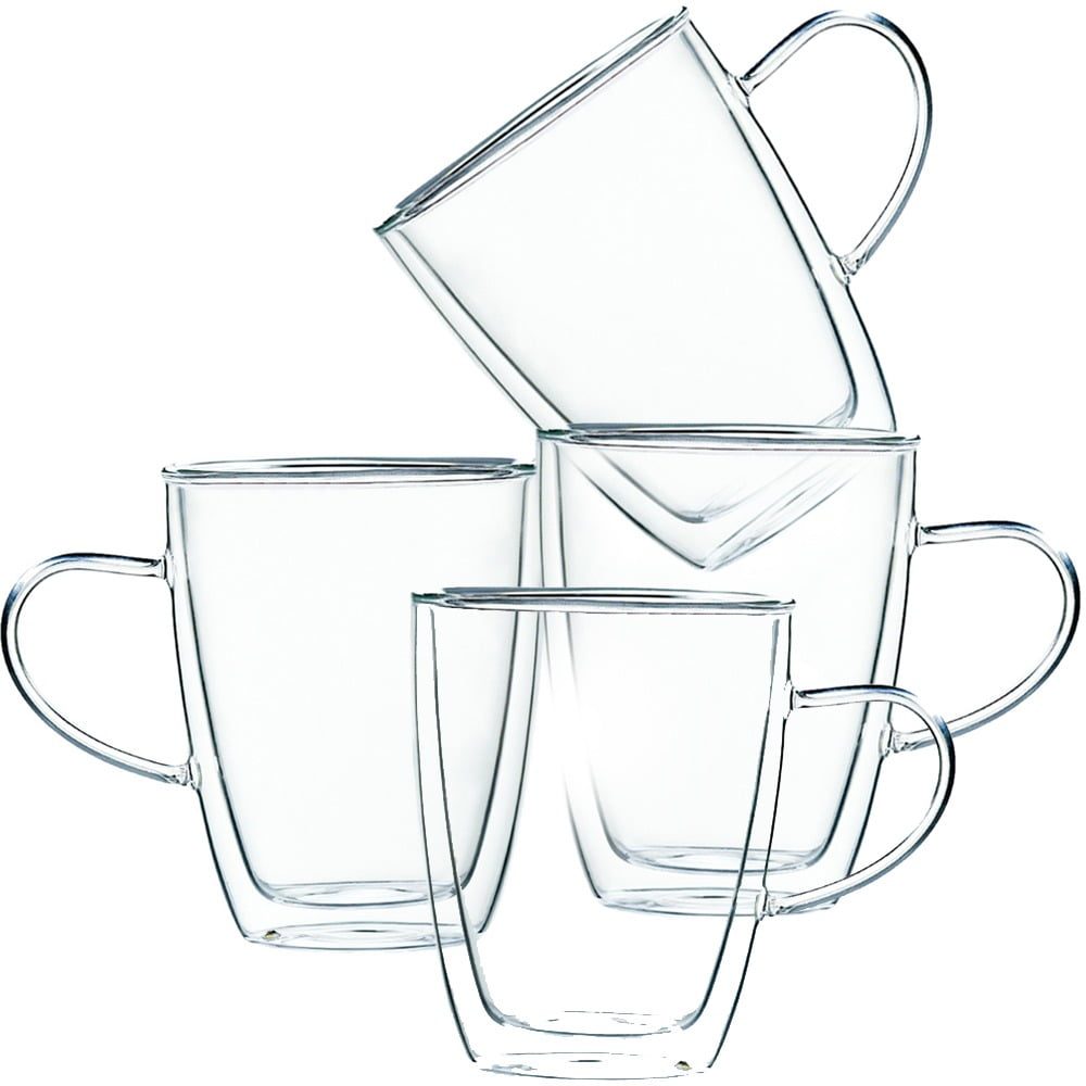 Set 4 cani cu pereti dubli, Quasar & Co.®, 350 ml, termorezistenta, transparent 2