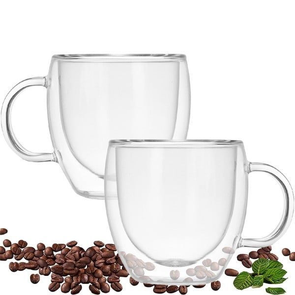 Set 2 cani cu pereti dubli Quasar & Co.®, 250 ml, termorezistenta, d 8 cm, h 9 cm, transparent - imagine 3