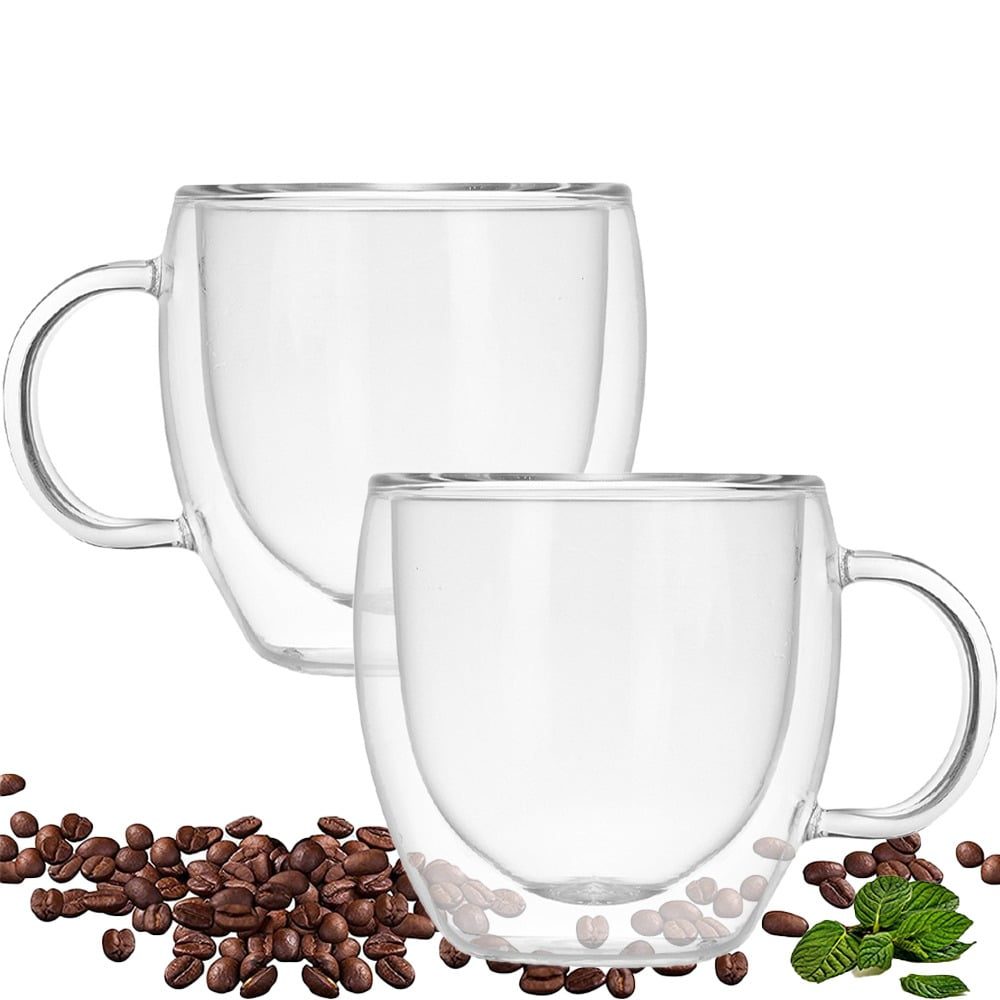 Set 2 cani cu pereti dubli Quasar & Co.®, 250 ml, termorezistenta, d 8 cm, h 9 cm, transparent 3