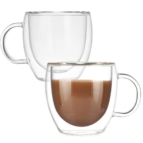 Set 2 cani cu pereti dubli Quasar & Co.®, 250 ml, termorezistenta, d 8 cm, h 9 cm, transparent - imagine 4