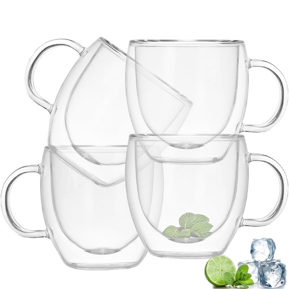 Set 4 cesti cu pereti dubli Quasar & Co.®, 250 ml, termorezistenta, d 8 cm, h 9 cm, transparent 5