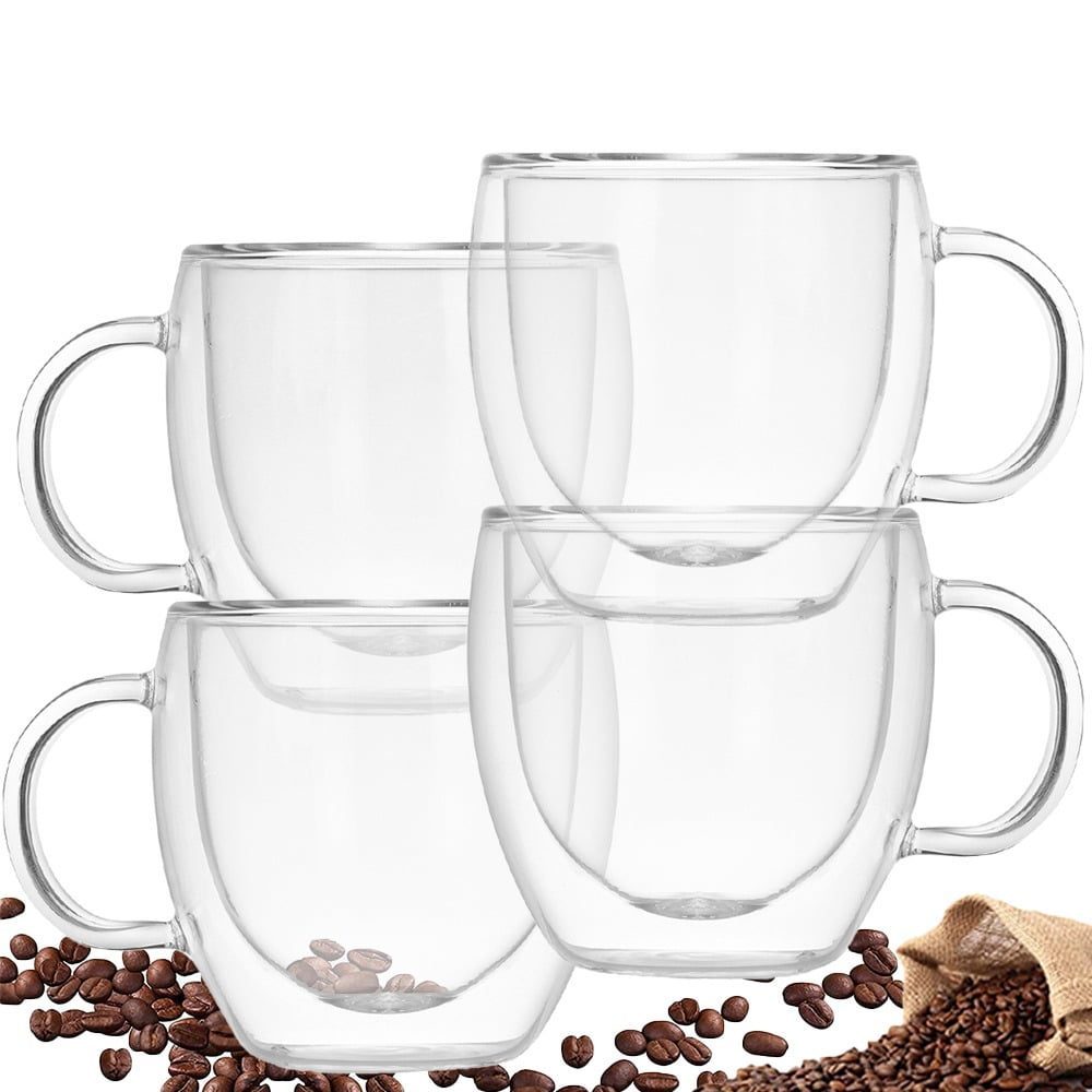 Set 4 cesti cu pereti dubli Quasar & Co.®, 250 ml, termorezistenta, d 8 cm, h 9 cm, transparent 4