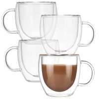 Set 4 cesti cu pereti dubli Quasar & Co.®, 250 ml, termorezistenta, d 8 cm, h 9 cm, transparent 13