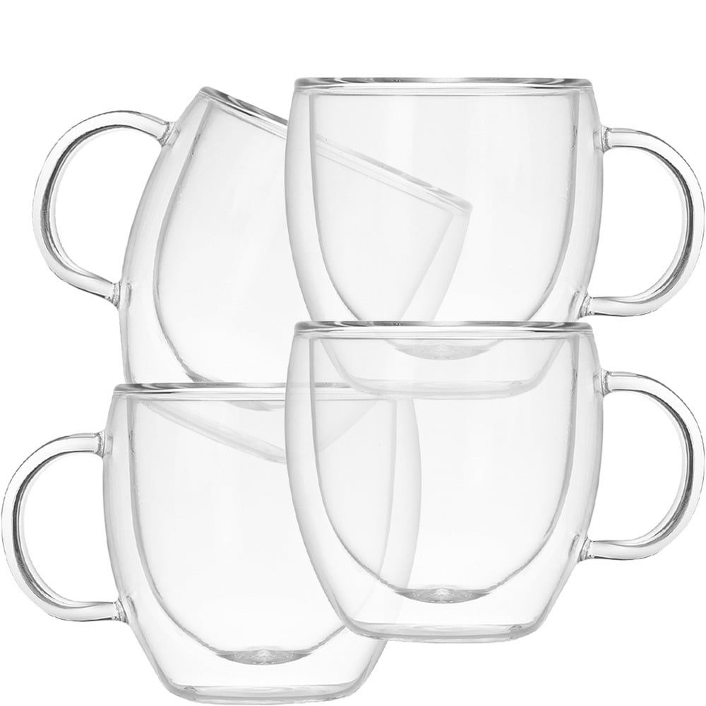 Set 4 cesti cu pereti dubli Quasar & Co.®, 250 ml, termorezistenta, d 8 cm, h 9 cm, transparent 2