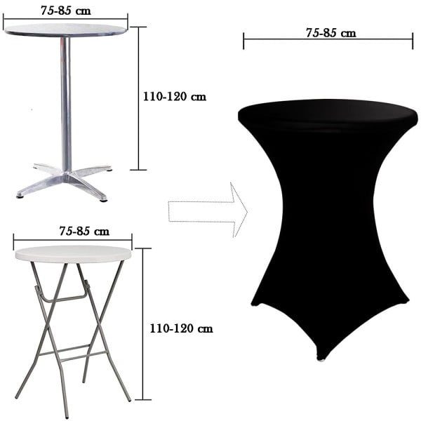 Set 6 huse masa evenimente, Quasar & Co.®, huse elastice, fete de masa elastice pentru masa cocktail, d 75-85 cm, h 110-120 cm, negru - imagine 9
