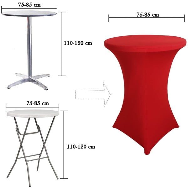 Husa masa evenimente, Quasar & Co.®, husa elastica, fata de masa elastica pentru masa cocktail, d 75-85 cm, h 110-120 cm, rosu - imagine 7