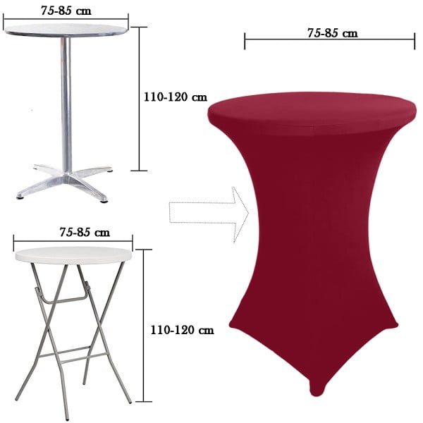 Husa masa evenimente, Quasar & Co.®, husa elastica, fata de masa elastica pentru masa cocktail, d 75-85 cm, h 110-120 cm, visiniu - imagine 6