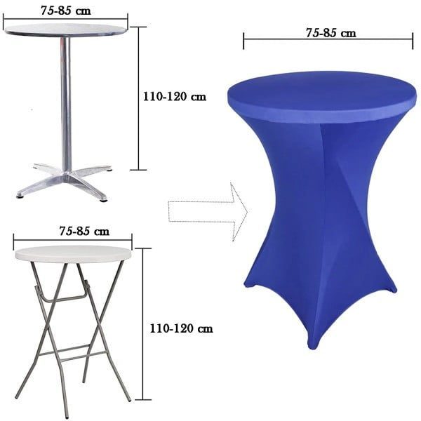 Husa masa evenimente, Quasar & Co.®, husa elastica, fata de masa elastica pentru masa cocktail, d 75-85 cm, h 110-120 cm, albastru royal - imagine 6