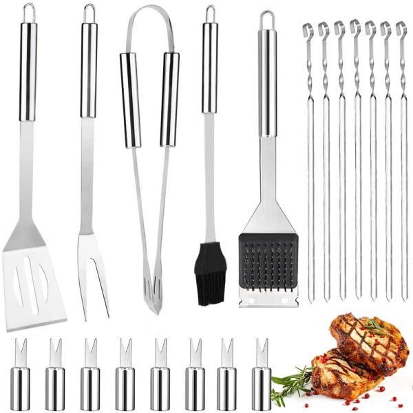 Set 20 ustensile gratar Quasar & Co., geanta depozitare, otel inoxidabil, 35 cm, argintiu - imagine 3
