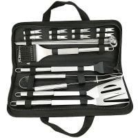 Set 20 ustensile gratar Quasar & Co., geanta depozitare, otel inoxidabil, 35 cm, argintiu 9