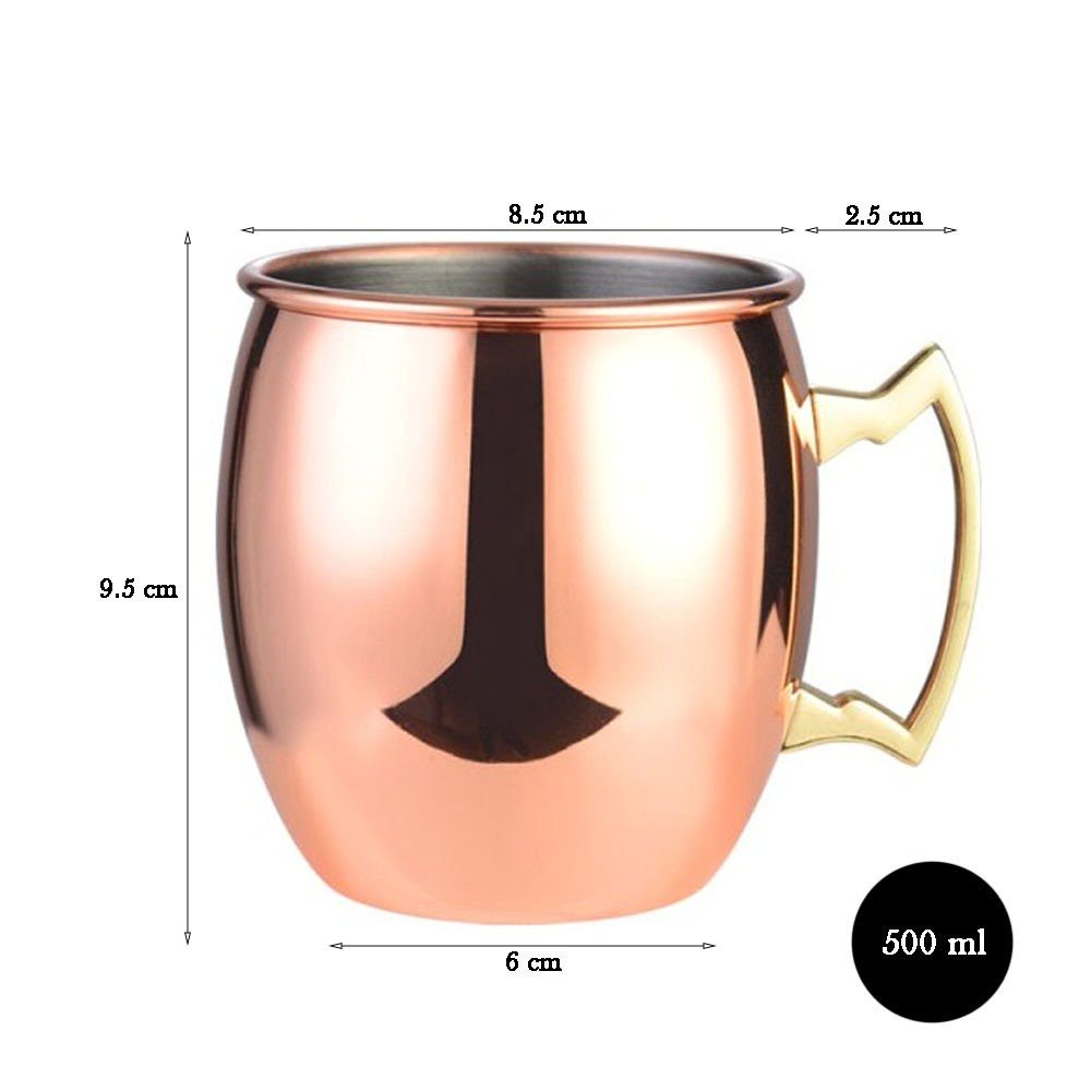 Set 2 cani Quasar & Co., inox placat cu cupru, 500 ml, argintiu-rose gold 3