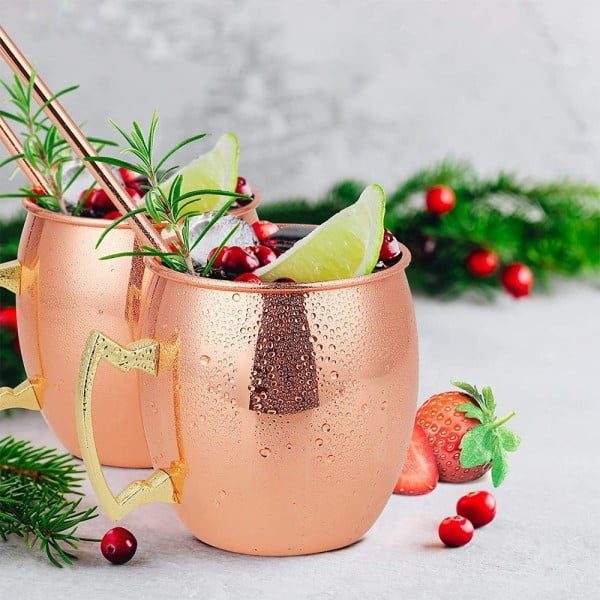 Set 2 cani Quasar & Co., inox placat cu cupru, 500 ml, argintiu-rose gold - imagine 4
