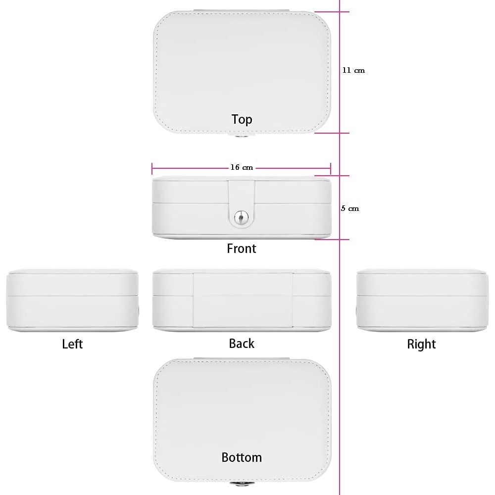 Cutie de bijuterii Quasar & Co.® pentru inele, lantisoare, bratari, organizator 2 compartimente, piele ecologica, interior catifea, 16 x 11 x 5 cm, alb 6