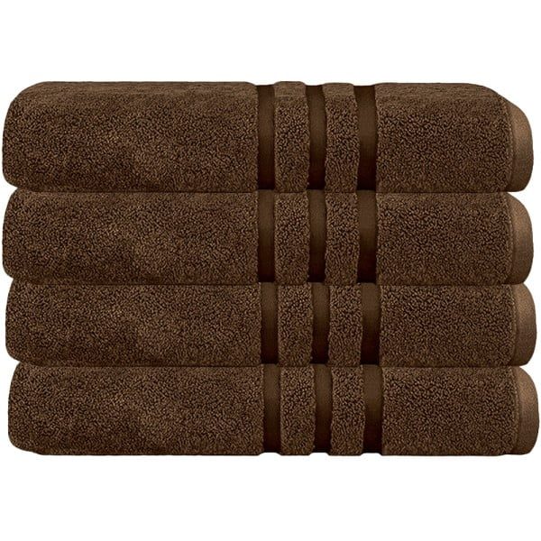 Set 4 prosoape baie Quasar & Co.®, 100% bumbac, 450 g/mp, 70 x 140 cm, maro - imagine 2