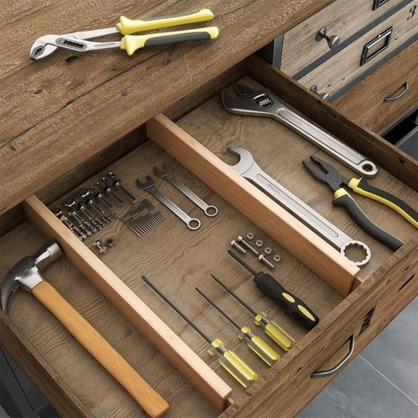 Set 4 organizatoare reglabile pentru sertar, Quasar & Co.®, pentru baie/bucatarie/dormitor, sistem antialunecare, bambus, 45-57 x 1.5 x 6.5 cm, natur - imagine 8