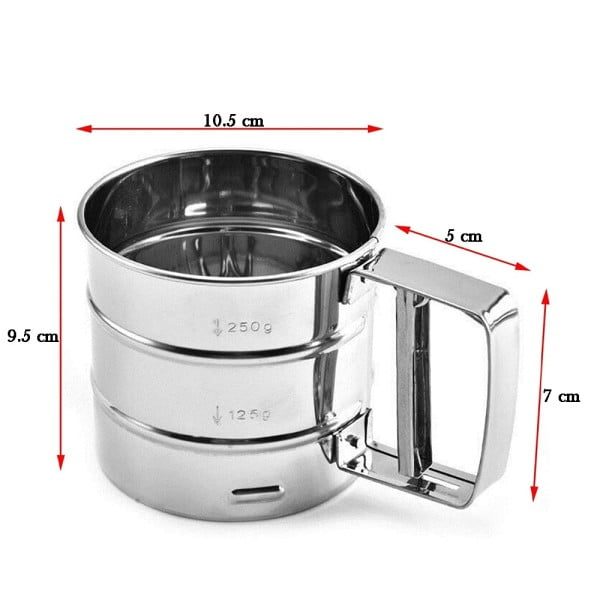 Set patiserie/cofetarie cu forma reglabila tort/prajituri si sita faina gradata, Quasar & Co.®, inox, 28,5-53,5 cm x 17,5-33 cm/ 9.5 x 10.5 cm, 350 g, argintiu - imagine 5