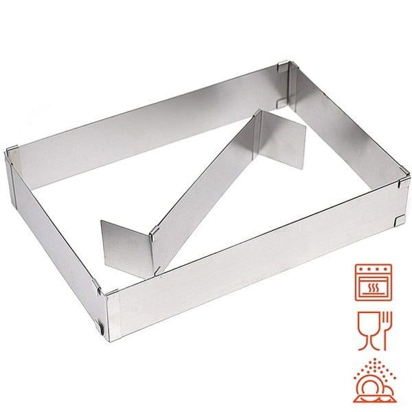 Set patiserie/cofetarie cu forma reglabila tort/prajituri si sita faina gradata, Quasar & Co.®, inox, 28,5-53,5 cm x 17,5-33 cm/ 9.5 x 10.5 cm, 350 g, argintiu - imagine 7