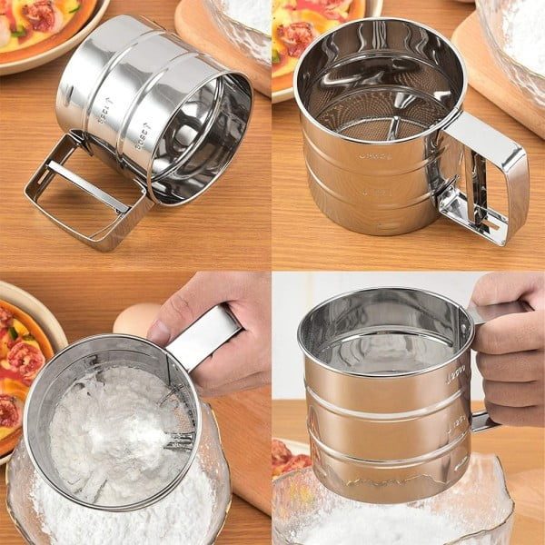 Set patiserie/cofetarie cu forma reglabila tort/prajituri si sita faina gradata, Quasar & Co.®, inox, 28,5-53,5 cm x 17,5-33 cm/ 9.5 x 10.5 cm, 350 g, argintiu - imagine 9