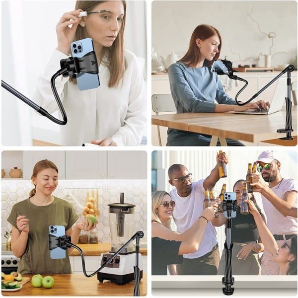 Suport telefon Quasar & Co.®, cu prindere de masa, aluminiu/plastic, functii rotire/inclinare, lungime 88 cm, negru - imagine 9
