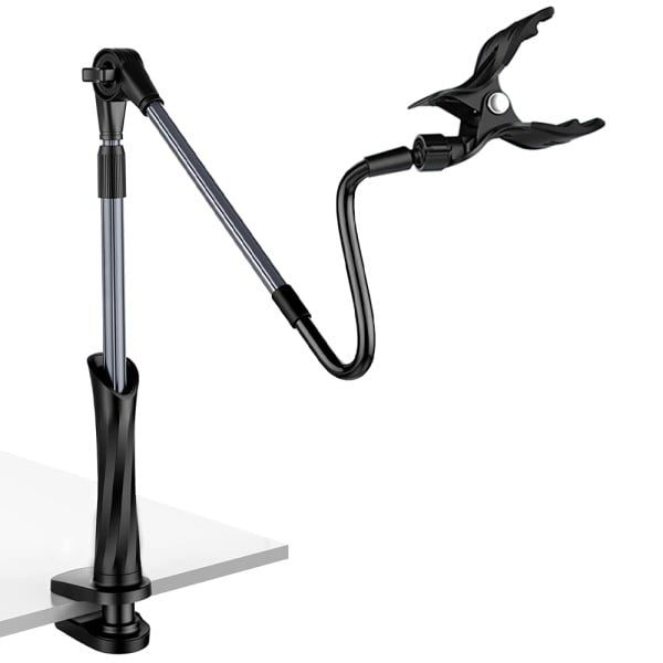 Suport telefon Quasar & Co.®, cu prindere de masa, aluminiu/plastic, functii rotire/inclinare, lungime 88 cm, negru - imagine 3
