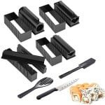Set preparare sushi 11 piese, Quasar & Co.®, 2 spatule, 8 forme diferite si cutit , plastic, negru 8 Set preparare sushi 11 piese, Quasar & Co.®, 2 spatule, 8 forme diferite si cutit , plastic, negru 8