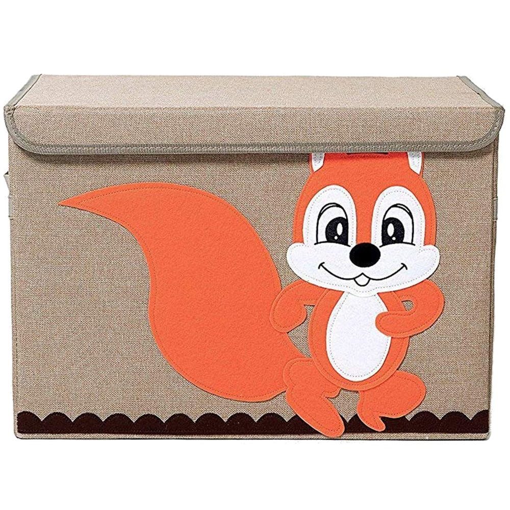 Toy-box-squirrel -2 Cutie depozitare jucarii, Quasar & Co.®, model Vulpe, pliabila, intarita, iuta, 53x36x36 cm, maro-portocaliu