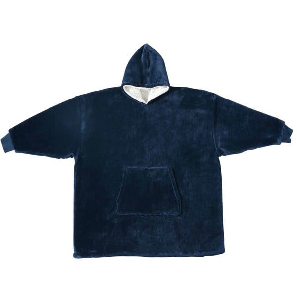 Patura cu maneci, gluga si buzunar, Quasar & Co.®, fleece captusit cu blana, poliester, marime universala, albastru - imagine 6