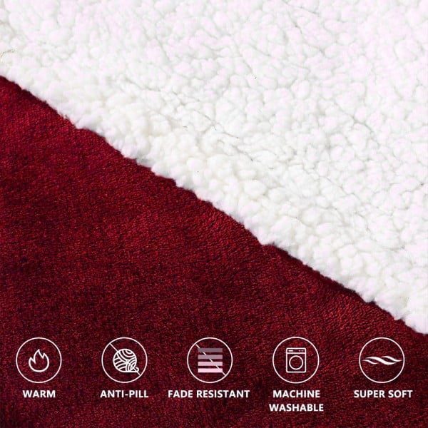 Patura cu maneci, gluga si buzunar, Quasar & Co.®, fleece captusit cu blana, poliester, marime universala, rosu - imagine 9