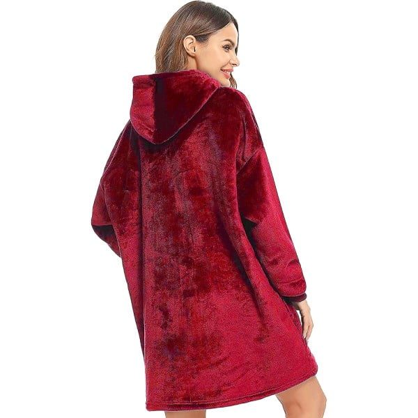 Patura cu maneci, gluga si buzunar, Quasar & Co.®, fleece captusit cu blana, poliester, marime universala, rosu - imagine 4
