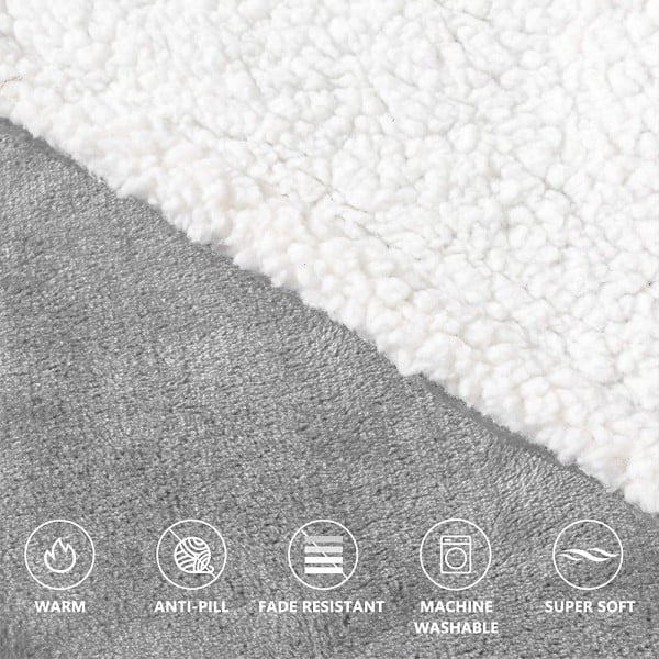 Patura cu maneci, gluga si buzunar, Quasar & Co.®, fleece captusit cu blana, poliester, marime universala, gri deschis - imagine 7
