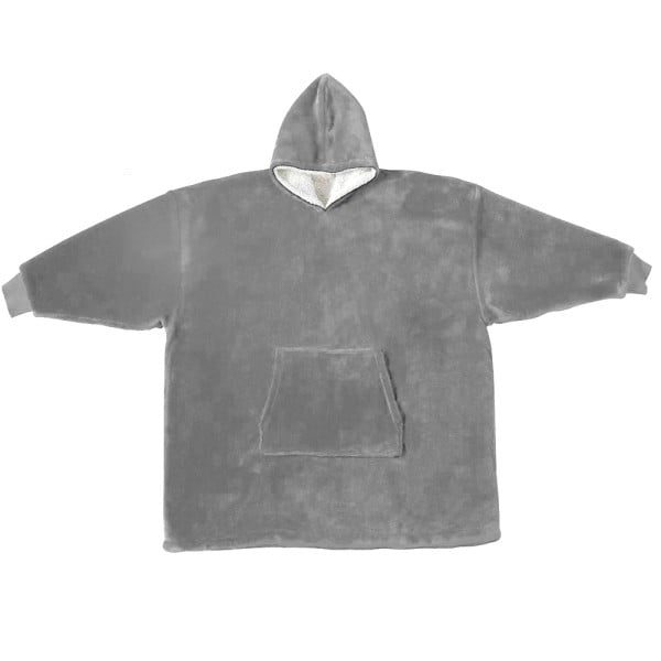 Patura cu maneci, gluga si buzunar, Quasar & Co.®, fleece captusit cu blana, poliester, marime universala, gri deschis - imagine 6