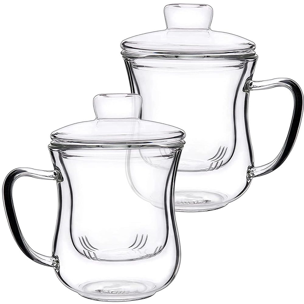 Set 2 cani cu infuzor din sticla si capac, Quasar & Co.®, Tee for one, termorezistente, sticla, 350 ml, transparent 2