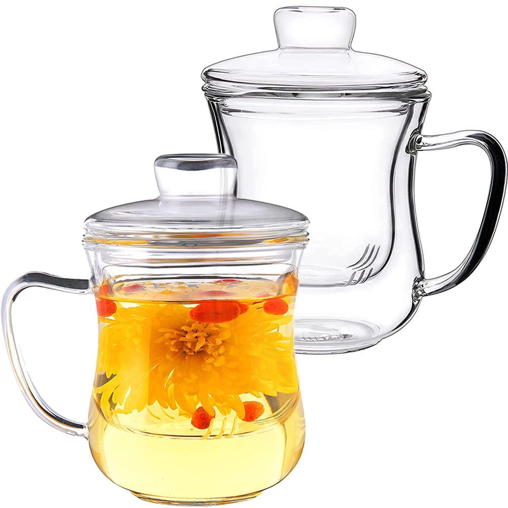 Set 2 cani cu infuzor din sticla si capac, Quasar & Co.®, Tee for one, termorezistente, sticla, 350 ml, transparent 3