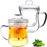 Set 2 cani cu infuzor din sticla si capac, Quasar & Co.®, Tee for one, termorezistente, sticla, 350 ml, transparent 16