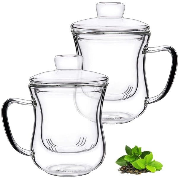 Set 2 cani cu infuzor din sticla si capac, Quasar & Co.®, Tee for one, termorezistente, sticla, 350 ml, transparent - imagine 4