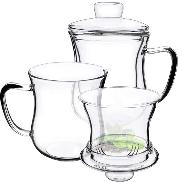Set 2 cani cu infuzor din sticla si capac, Quasar & Co.®, Tee for one, termorezistente, sticla, 350 ml, transparent - imagine 8