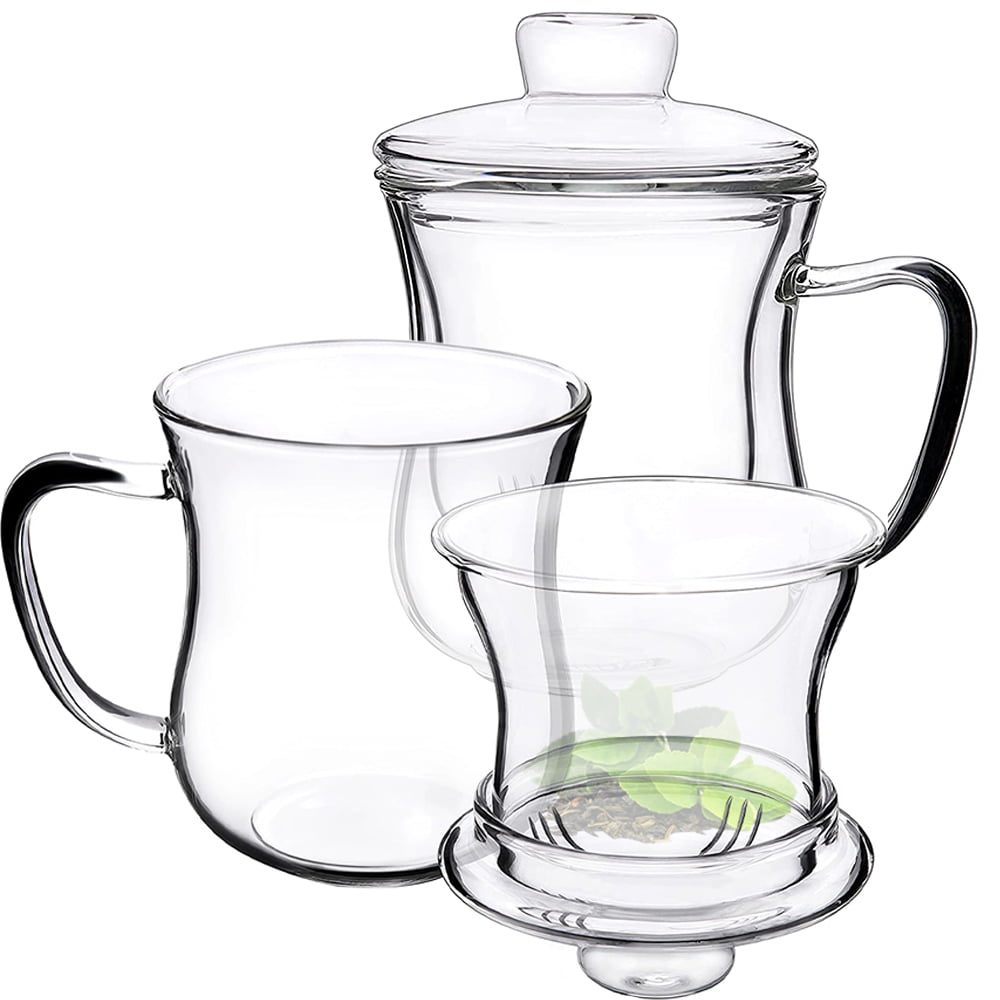 Set 2 cani cu infuzor din sticla si capac, Quasar & Co.®, Tee for one, termorezistente, sticla, 350 ml, transparent 8