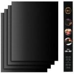 Set 4 folii antiaderente pentru gratar, Quasar & Co.®, BBQ Grill Matt, compatibile cu orice tip de gratar, teflon, 40 x 33 cm, negru 12